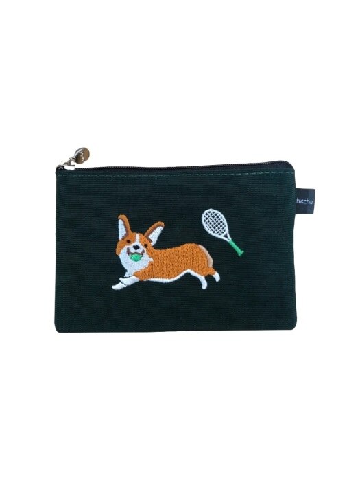 tennis corgi card pouch 