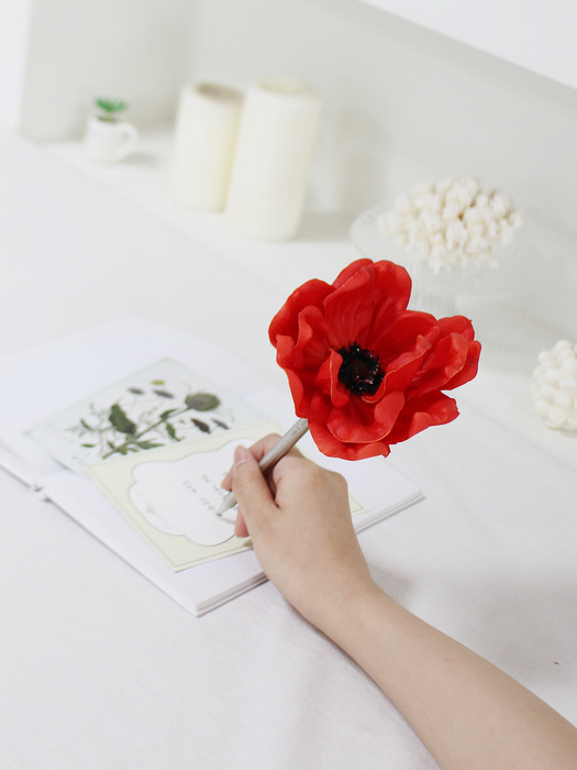 bright red lovely anemone flower pen