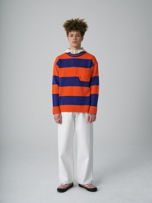 Striped Pocket Sweater D/Orange G9S2K411_35