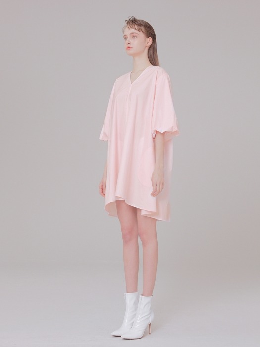 V-NECK detail dress 001 pink