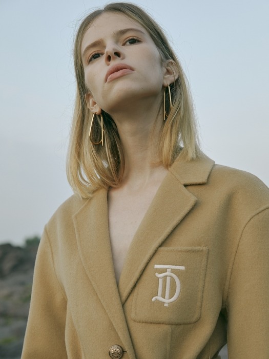 Premium handmade wool Embroidery TD logo jacket in beige
