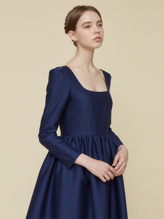 ROYAL BLUE SILK MIKADO DRESS