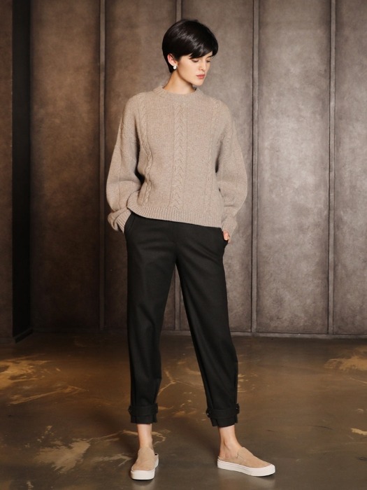 Balloon wool pants_Brown