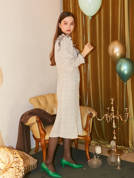 Ruffle Point Midi Dress_ Ivory