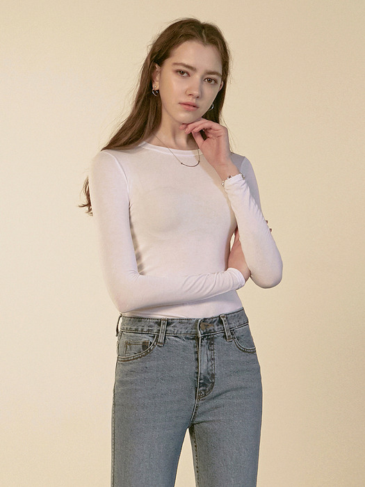 SKINNY R LONG T-SHIRTS_IVORY