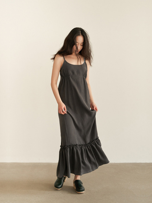 AOJ tencel slip long dress - mild dark grey