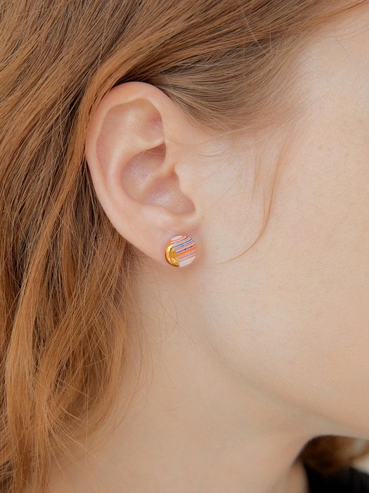 STRATUM daily round earring (Orange)