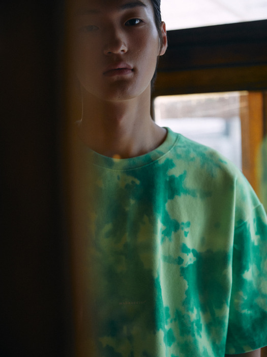 TIE DYE MINI LOGO OVERSIZED T-SHIRT NEON GREEN