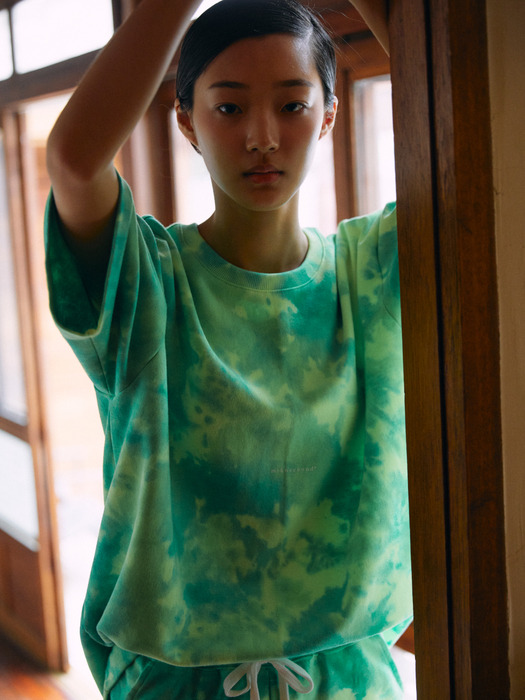 TIE DYE MINI LOGO OVERSIZED T-SHIRT NEON GREEN