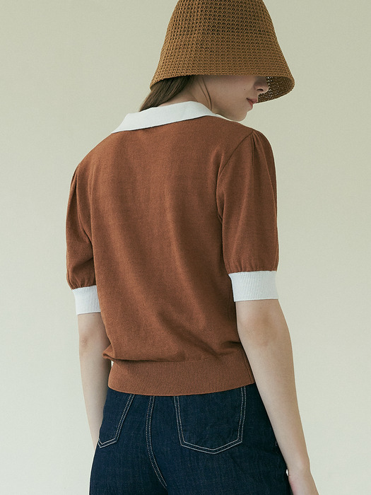 comos377 linen two-tone knit (brown)