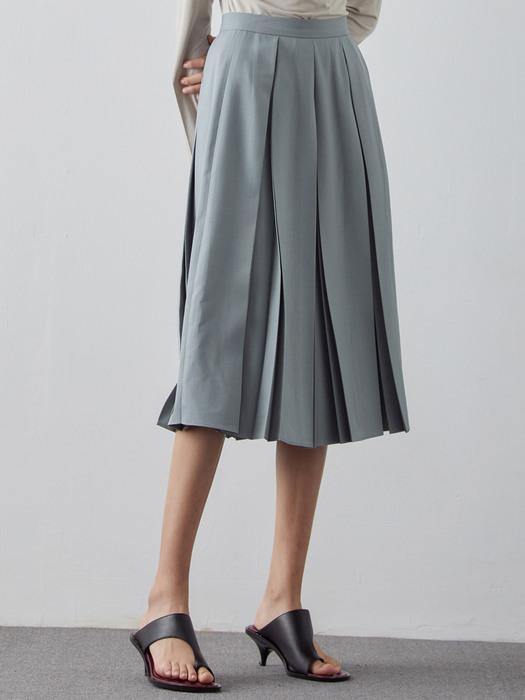 INVERTED PLEATS SKIRT_BLUE