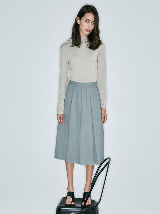 INVERTED PLEATS SKIRT_BLUE