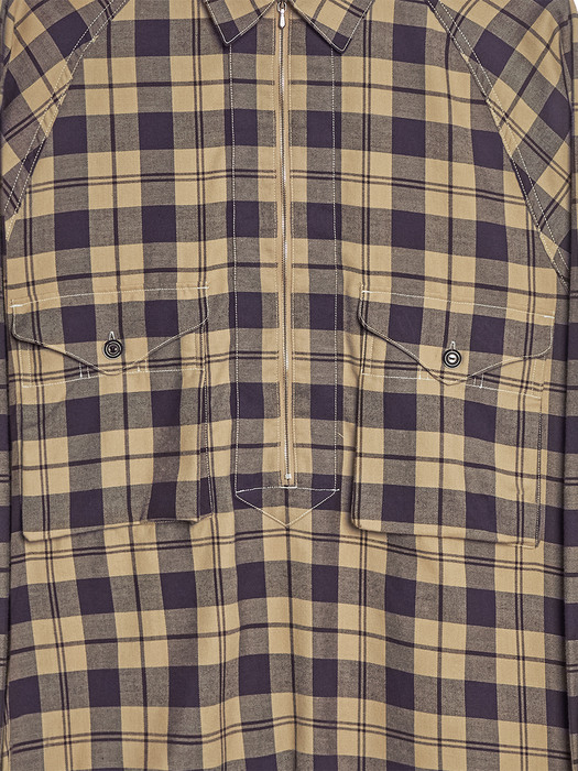 SCOUT PULLOVER SHIRT / PURPLE & IVORY CHECK