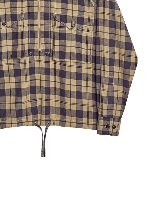 SCOUT PULLOVER SHIRT / PURPLE & IVORY CHECK