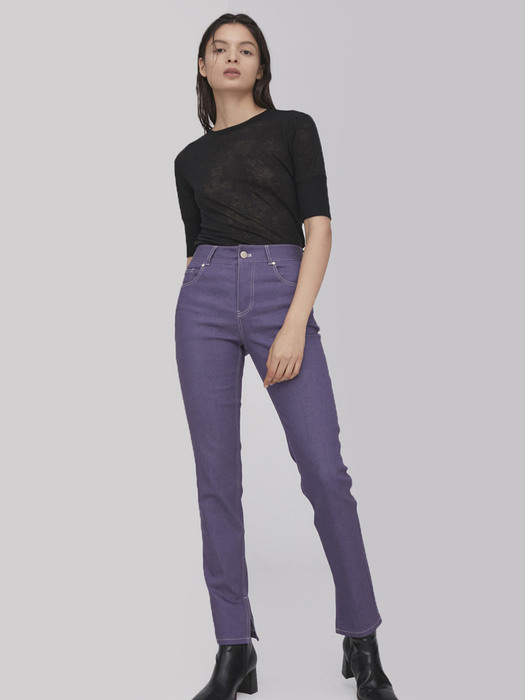 Alexa Slit Straight Pants_Purple