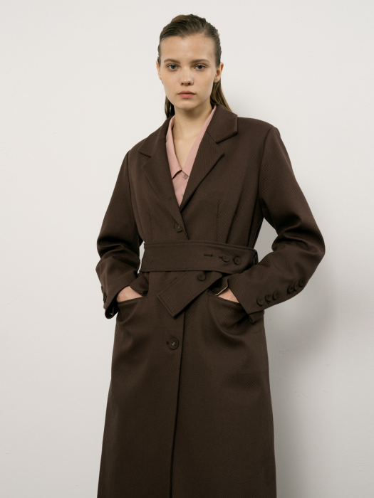 [20F/W UNTACT RUNWAY] Bold twill tailored coat _ brown