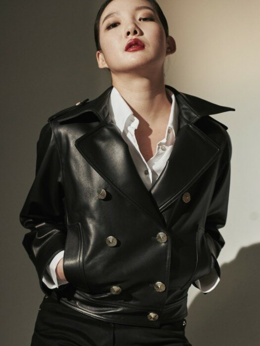 DOUBLE BREAST LEATHER SHORT JACKET