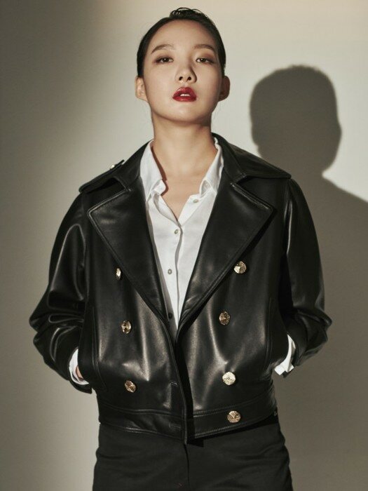 DOUBLE BREAST LEATHER SHORT JACKET