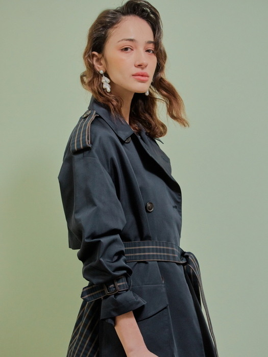 Checked Pattern Trench Coat