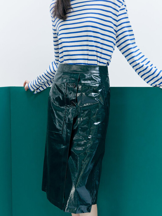 Out Pocket Coating Midi Skirt - Green (KE0927M01M)