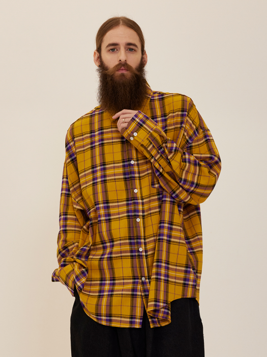 CB ACON TOM CHECK OVER FIT SHIRT (YELLOW)