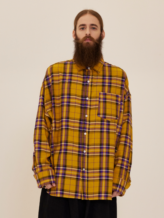 CB ACON TOM CHECK OVER FIT SHIRT (YELLOW)
