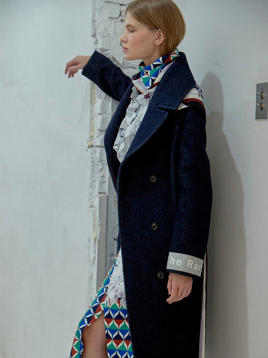 Scarf Patched Wool Coat