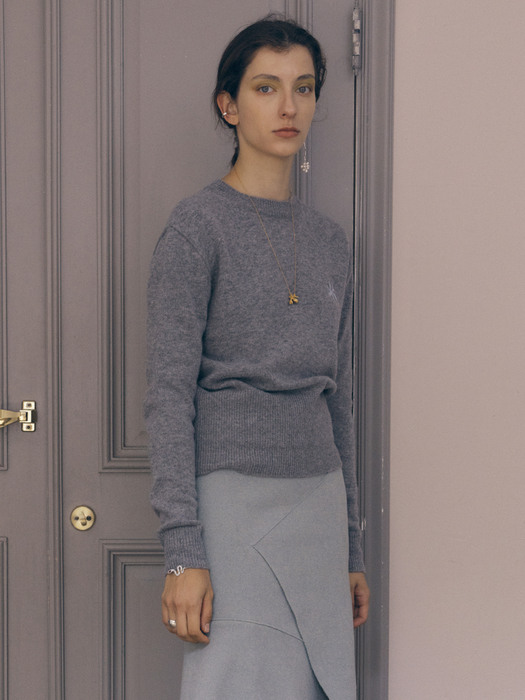 Leaf Cashmere Knit_Melange Gray