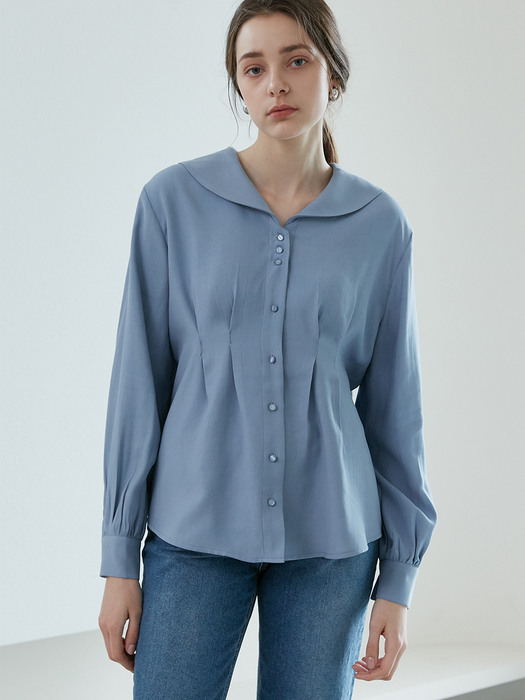 comos469 round collar blouse (sora)