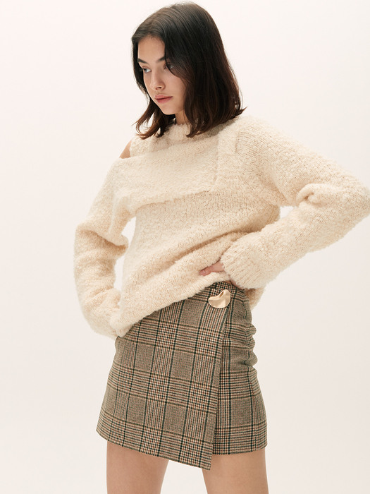 BROOCH LAP SKIRT [BROWN CHECK]