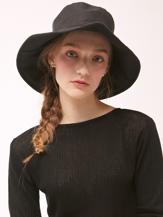 Linen Logo Bucket Hat - Black