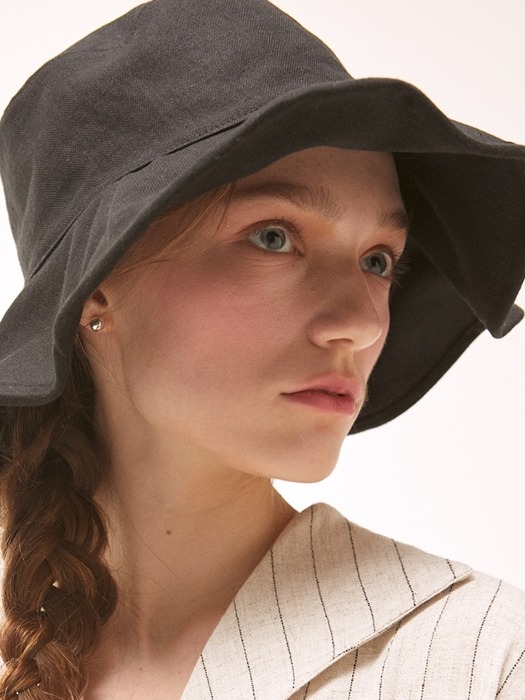 Linen Logo Bucket Hat - Black