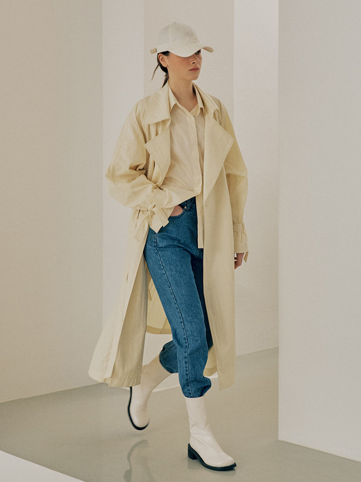 CRINKLE OVERSIZE TRENCH COAT_CREAM