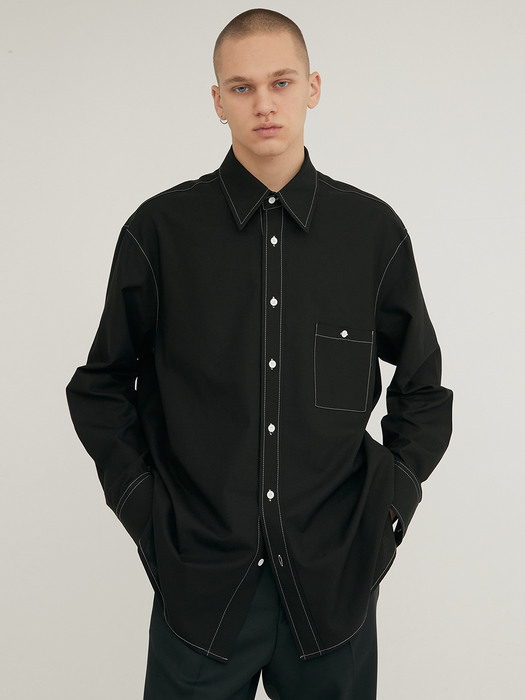 LONG SLEEVE SOFT LINEN SHIRT BLACK