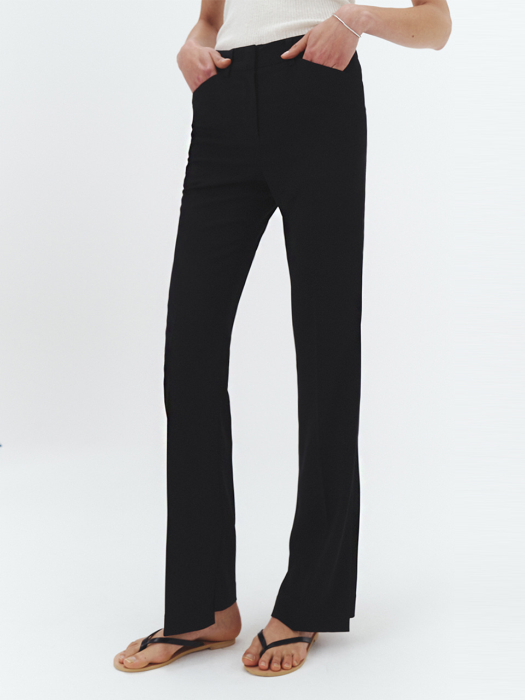 LIGHT ASYMMETRY SLIM BOOT-CUT TROUSERS BLACK_UDPA1E221BK