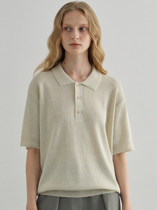[Woman] Linen Polo Knit (Cream)