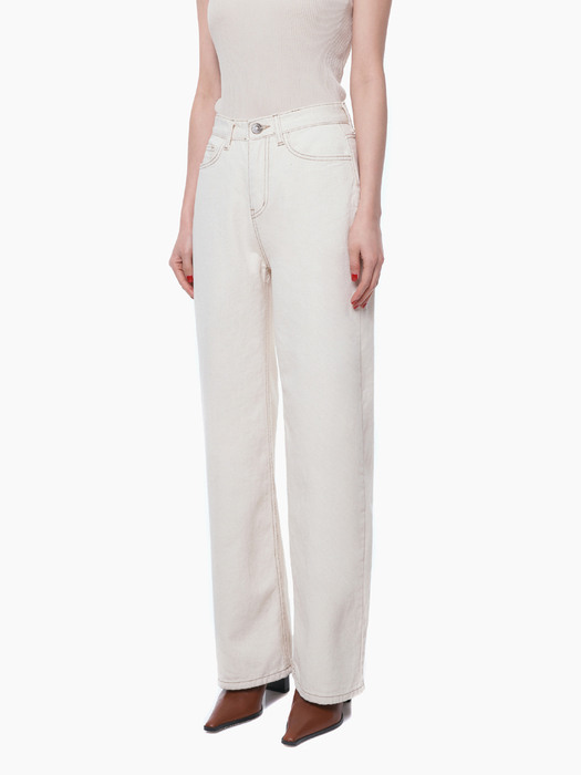 LW115 SOLID LONG WIDE JEANS_CREAM