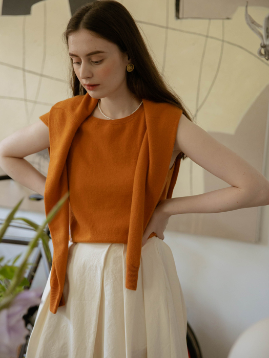 GRETA knit top cardigan set_orange
