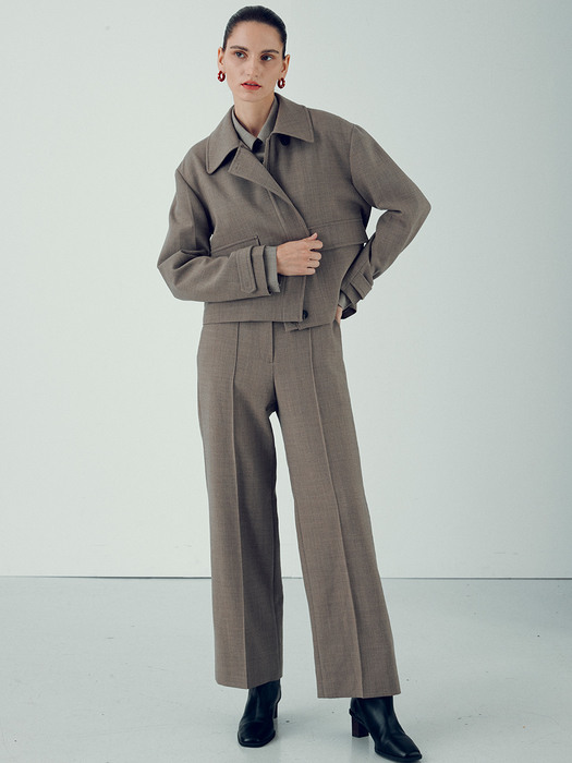 [Day-Wool] Cropped Blouson Jacket + Banding Pants