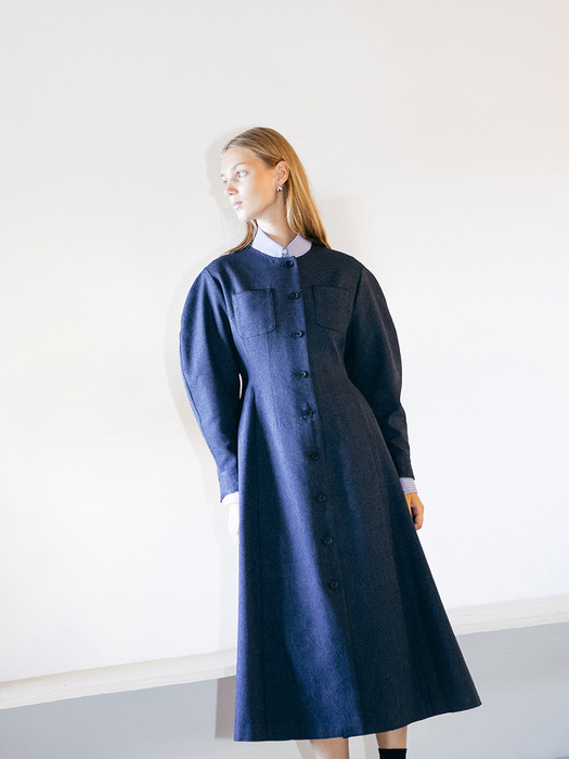 MARIE A-line dress (Denim blue)