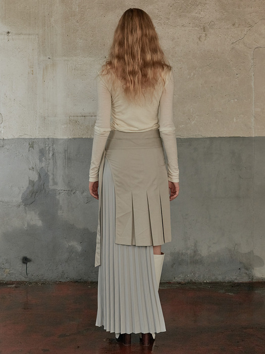 NUAGE Accordion Chiffon Skirt_Light Gray