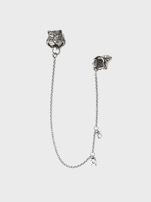 Silver Tiger n Camellia Chain Brooch(UNISEX)_UTA-FA03 