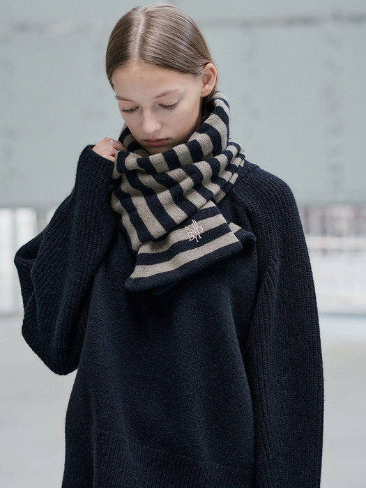 21WN wool stripe muffler [BK]