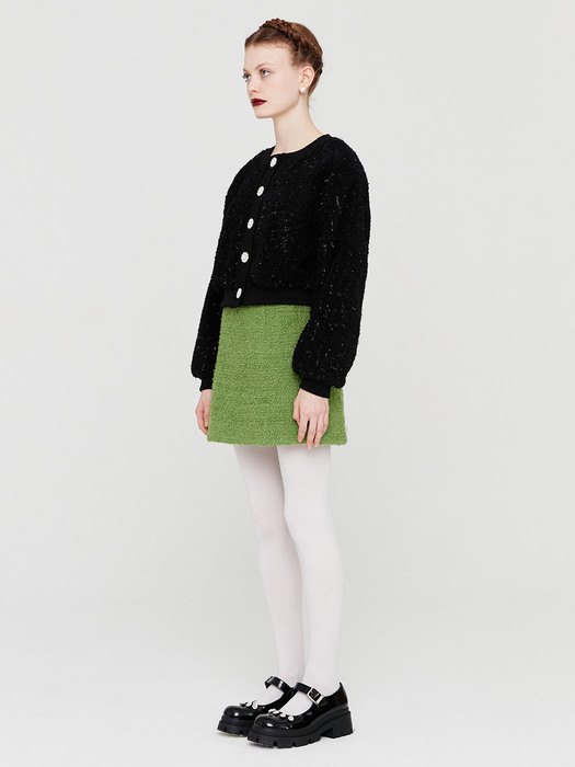 boucle wool skirt_green