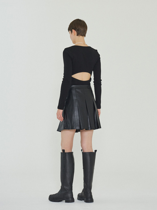 leather mini skirt (black)