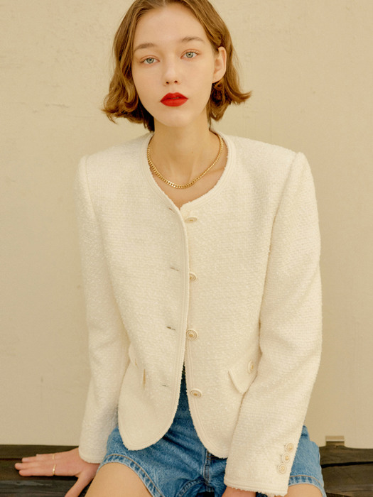 지아 트리밍 트위드 자켓 / GIA TRIMMED TWEED JACKET_2colors