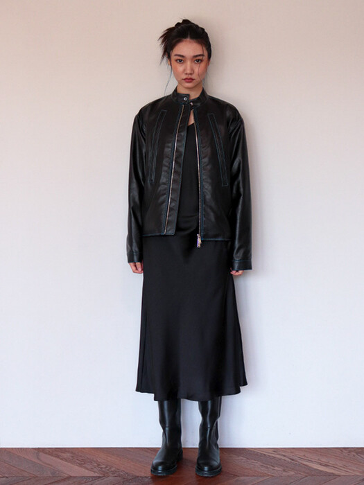 French Marigold Leather jacket-Black (Unisex)