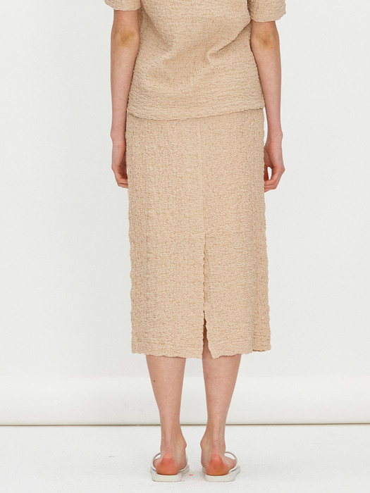 Crinkle slit skirt - Beige