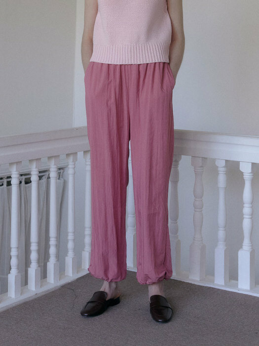 String Nylon Banding Pants (Pink)
