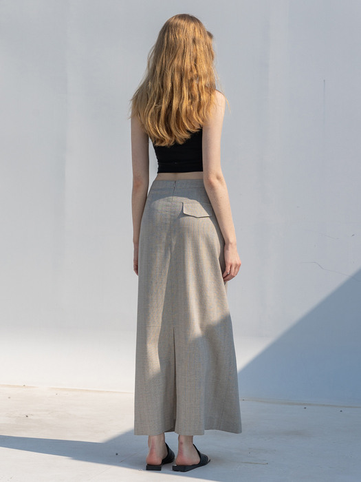 Linen Blended Divide Long Skirt